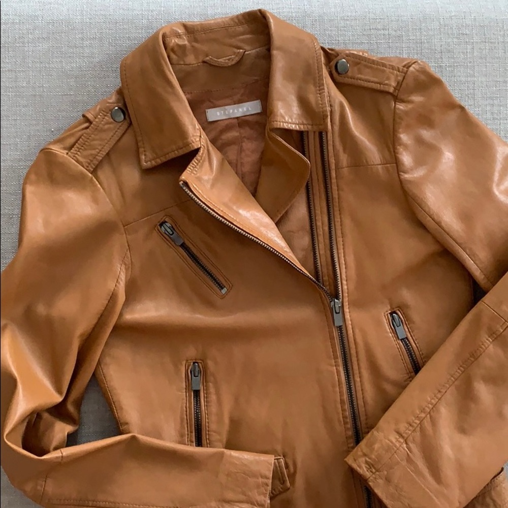 Stefanel Leather Jacket Cognac from Italy